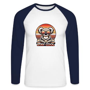 Cool Zen Koala - Entspannungsgarantie - Unisex Baseballshirt langarm - Weiß/Navy - Vorne - Nik (191cm)