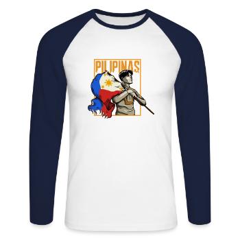 Philippines drapeau philippin fierté je cadeau - T-shirt baseball manches longues Homme - blanc/marine - Devant - Nik (191cm)