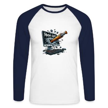 Rage Quit Screen - Gamer-Geschenk - Unisex Baseballshirt langarm - Weiß/Navy - Vorne - Nik (191cm)