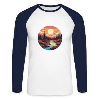 Paysage de rêve - T-shirt baseball manches longues Homme - blanc/marine - Devant - Nik (191cm)