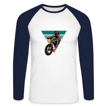 Vintage Bike - Retro Gift Idea - Unisex Long Sleeve Baseball T-Shirt - white/navy - Front - Nik (191cm)