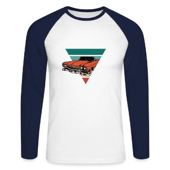 Vintage Oldtimer - Retro Geschenkidee - Unisex Baseballshirt langarm - Weiß/Navy - Vorne - Nik (191cm)