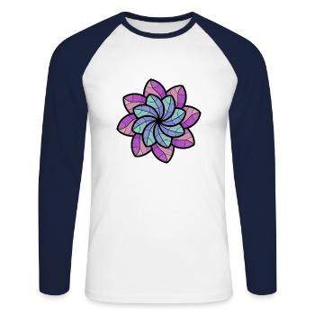 Flower - Unisex Long Sleeve Baseball T-Shirt - white/navy - Front - Nik (191cm)