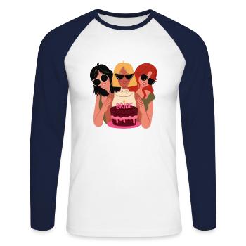 Braut Bride - Unisex Baseballshirt langarm - Weiß/Navy - Vorne - Nik (191cm)