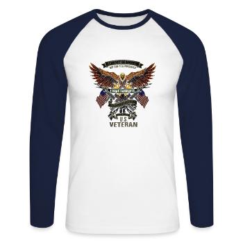 Armee Krieg Militär Uniform Force Soldat Veteran - Unisex Baseballshirt langarm - Weiß/Navy - Vorne - Nik (191cm)
