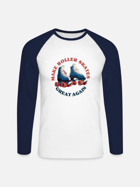 Make Roller Skates Great Again - Unisex Long Sleeve Baseball T-Shirt - white/navy