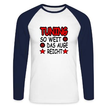 Tuning - Unisex Long Sleeve Baseball T-Shirt - white/navy - Front - Nik (191cm)