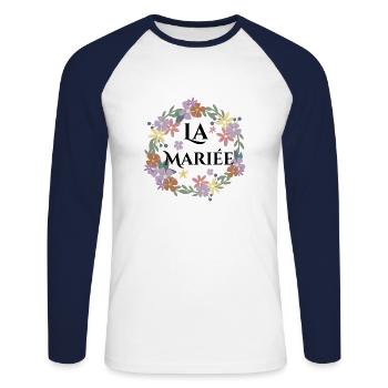 Floral Bride - The Bride Flowers - Unisex Long Sleeve Baseball T-Shirt - white/navy - Front - Nik (191cm)