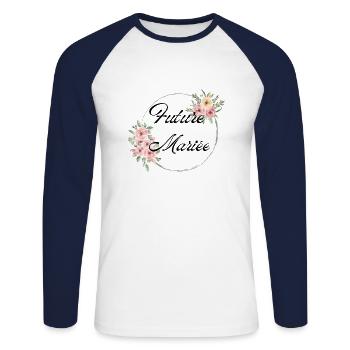 Zukünftige Braut Rosa Blumen - Passendes T-Shirt - Unisex Baseballshirt langarm - Weiß/Navy - Vorne - Nik (191cm)