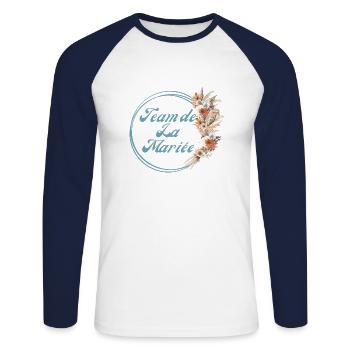 The Rustic Flower Bride Team - Matching tshirt - Unisex Long Sleeve Baseball T-Shirt - white/navy - Front - Nik (191cm)