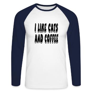 félin - T-shirt baseball manches longues Homme - blanc/marine - Devant - Nik (191cm)