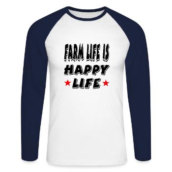 Ferme - T-shirt baseball manches longues Homme - blanc/marine - Devant - Nik (191cm)