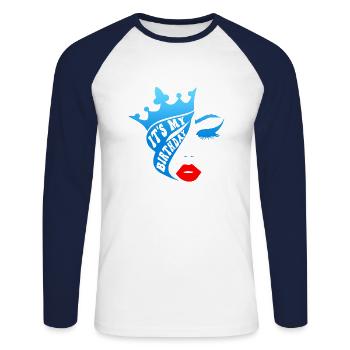 Beautiful female paint art Face colorful woman - Unisex Long Sleeve Baseball T-Shirt - white/navy - Front - Nik (191cm)