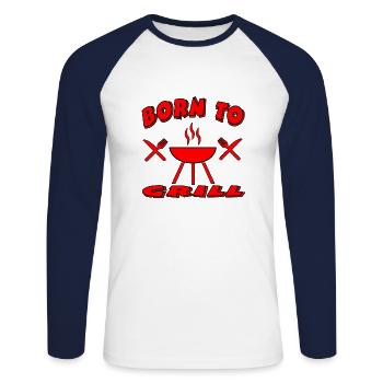 Griller - T-shirt baseball manches longues Homme - blanc/marine - Devant - Nik (191cm)