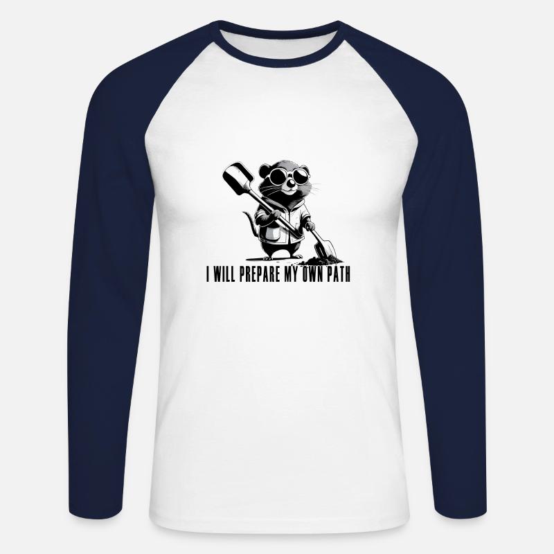 Maulwurf - Unisex Baseballshirt langarm - Weiß/Navy