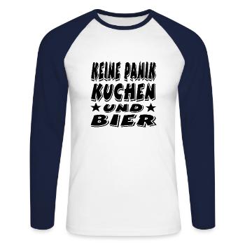 Kuchen - Unisex Baseballshirt langarm - Weiß/Navy - Vorne - Nik (191cm)