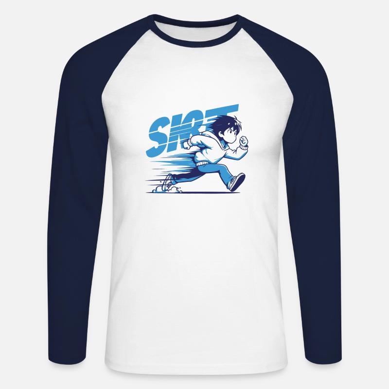 Dynamische Runner-Illustration - Unisex Baseballshirt langarm - Weiß/Navy