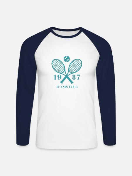1987 Tennisclub - Unisex Baseballshirt langarm - Weiß/Navy