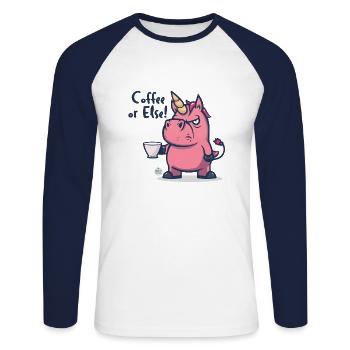 Kaffee hin oder her! - Unisex Baseballshirt langarm - Weiß/Navy - Vorne - Nik (191cm)