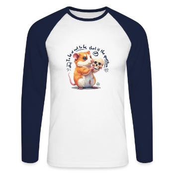 Être ou ne pas être - T-shirt baseball manches longues Homme - blanc/marine - Devant - Nik (191cm)