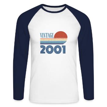 Vintage 2001 - Unisex Long Sleeve Baseball T-Shirt - white/navy - Front - Nik (191cm)