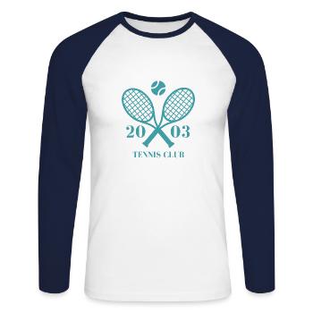 2003 Tennisclub - Unisex Baseballshirt langarm - Weiß/Navy - Vorne - Nik (191cm)