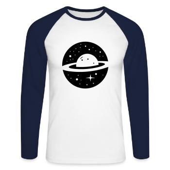 Planet - Unisex Baseballshirt langarm - Weiß/Navy - Vorne - Nik (191cm)