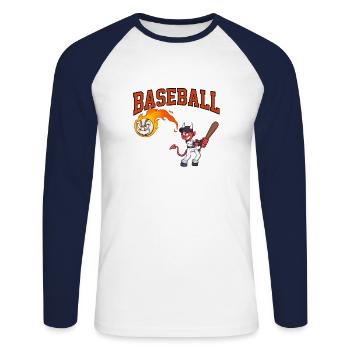 Baseball ist mein Lieblings-Cartoon - Unisex Baseballshirt langarm - Weiß/Navy - Vorne - Nik (191cm)