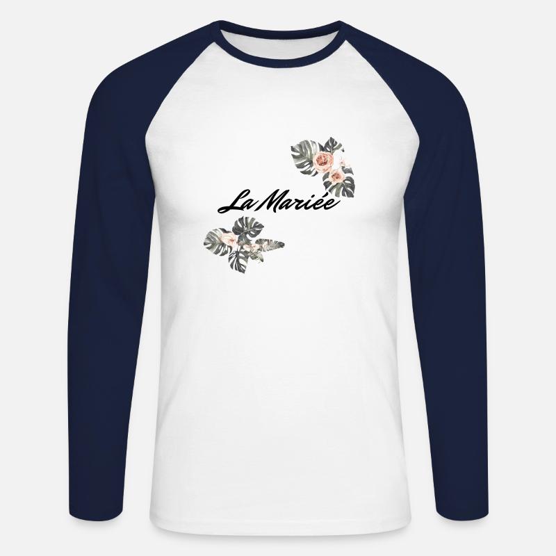Die Blumenbraut - Braut Geschenkidee - Unisex Baseballshirt langarm - Weiß/Navy