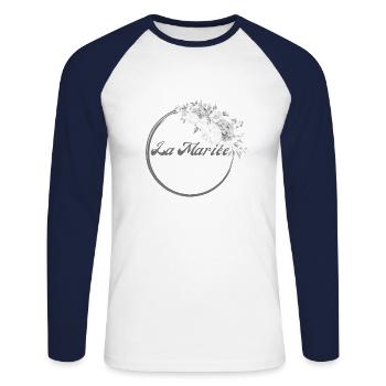 Die weiße Blumenbraut - Braut Geschenkidee - Unisex Baseballshirt langarm - Weiß/Navy - Vorne - Nik (191cm)