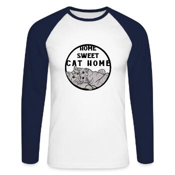 Chats maison chat maison - T-shirt baseball manches longues Homme - blanc/marine - Devant - Nik (191cm)