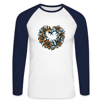 Lys tigré - T-shirt baseball manches longues Homme - blanc/marine - Devant - Nik (191cm)