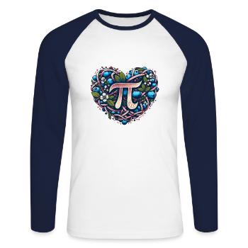 Blueberry Pi Tag - Unisex Baseballshirt langarm - Weiß/Navy - Vorne - Nik (191cm)