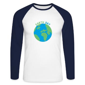 Earth Day - Unisex Baseballshirt langarm - Weiß/Navy - Vorne - Nik (191cm)