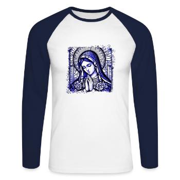 vierge marie jésus bible religion chrétienne chrétienne - T-shirt baseball manches longues Homme - blanc/marine - Devant - Nik (191cm)