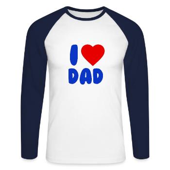 I LOVE DAD Blue Red - Unisex Baseballshirt langarm - Weiß/Navy - Vorne - Nik (191cm)
