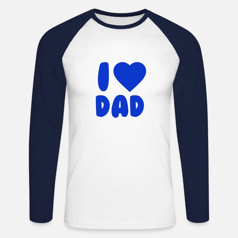 I LOVE DAD Blue - Unisex Baseballshirt langarm - Weiß/Navy