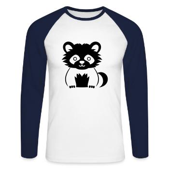 panda roux - T-shirt baseball manches longues Homme - blanc/marine - Devant - Nik (191cm)