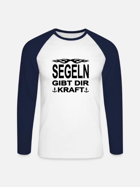Segeln - Unisex Baseballshirt langarm - Weiß/Navy