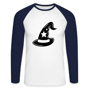 Magischer Hut - Unisex Baseballshirt langarm - Weiß/Navy - Vorne - Nik (191cm)