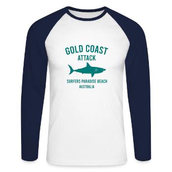 Gold Coast Attack - Australia - Surfers Paradise - Unisex Baseballshirt langarm - Weiß/Navy - Vorne - Nik (191cm)