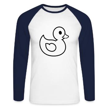Canard - T-shirt baseball manches longues Homme - blanc/marine - Devant - Nik (191cm)