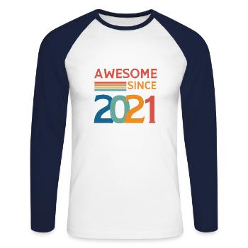 Awesome since 2021 - Unisex Long Sleeve Baseball T-Shirt - white/navy - Front - Nik (191cm)