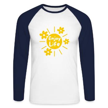 Enjoy life - Unisex Long Sleeve Baseball T-Shirt - white/navy - Front - Nik (191cm)