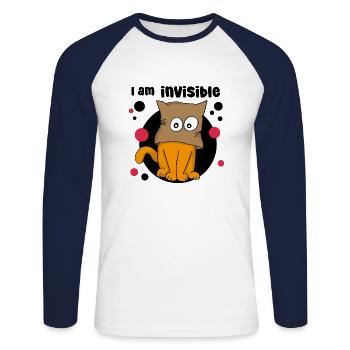 I am invisible - Unisex Long Sleeve Baseball T-Shirt - white/navy - Front - Nik (191cm)