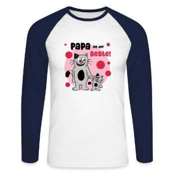 Papa ist der Beste - Unisex Baseballshirt langarm - Weiß/Navy - Vorne - Nik (191cm)