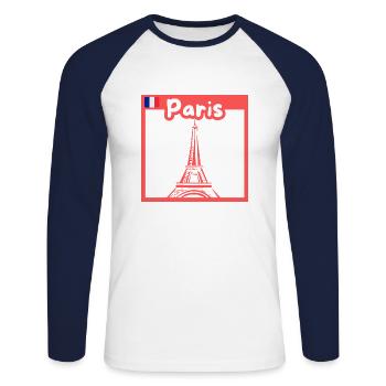 Paris, capital of France, Eiffel Tower - Unisex Long Sleeve Baseball T-Shirt - white/navy - Front - Nik (191cm)