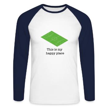 Football carré vert drôle de dicton - T-shirt baseball manches longues Homme - blanc/marine - Devant - Nik (191cm)