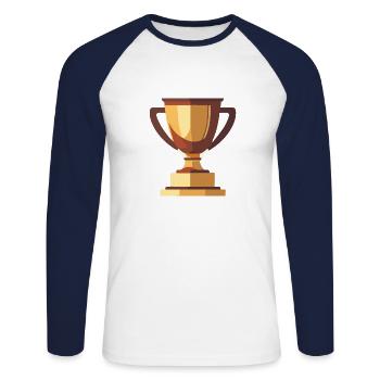 Winner Trophy Gold - Unisex Long Sleeve Baseball T-Shirt - white/navy - Front - Nik (191cm)