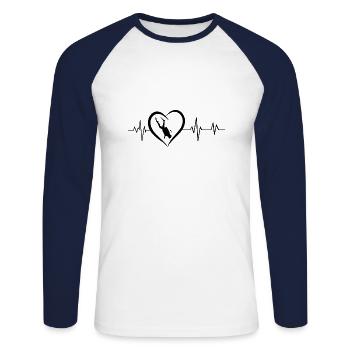 battement de cœur plongée sous-marine - T-shirt baseball manches longues Homme - blanc/marine - Devant - Nik (191cm)